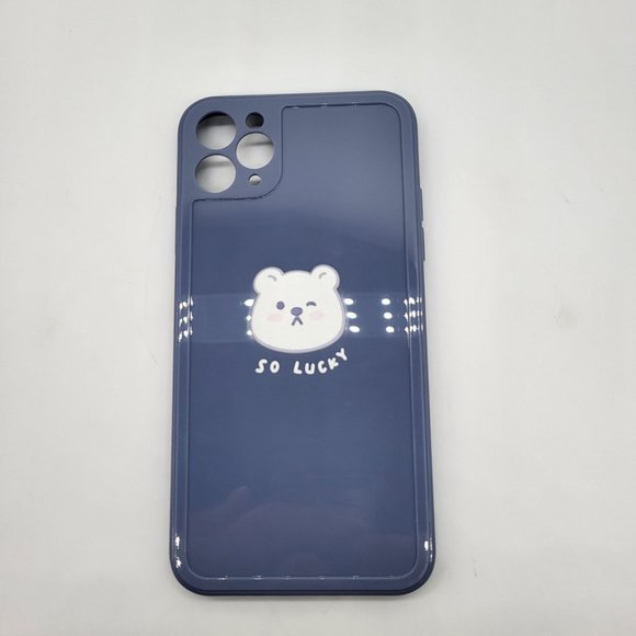 iPhone 11 Pro Max Compatible Decorative Case Blue So Lucky Bear - Picture 1 of 7